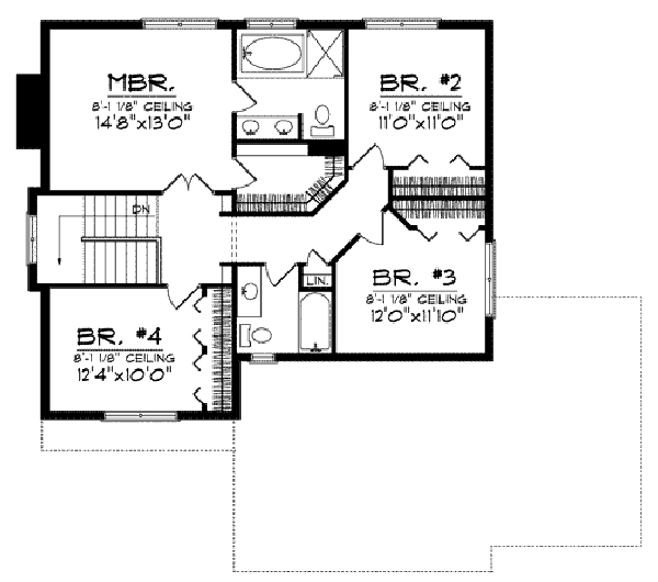 Tudor Floor Plan - Upper Floor Plan #70-895
