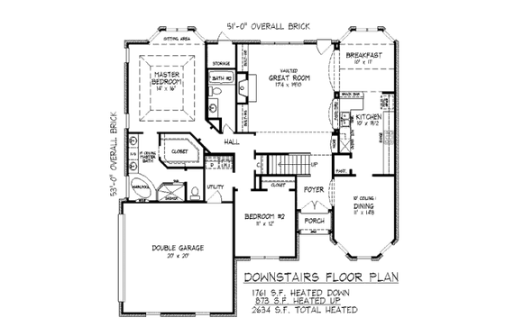 Floor Plan - Main Floor for European House Plan #424-5 - 5 bed, 3.5 bath