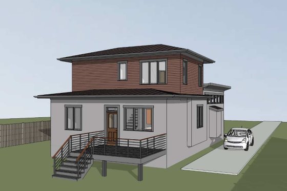Exterior - Rear Elevation 1 for Modern House Plan #79-302 - 3 bed, 2.5 bath