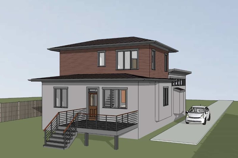 House Blueprint - Exterior - Rear Elevation 1 for Modern House Plan #79-302 - 3 bed, 2.5 bath