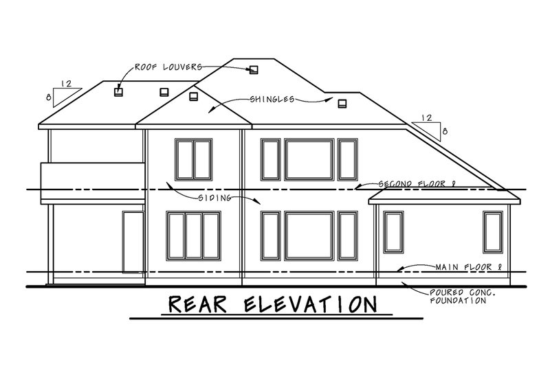 Architectural House Design - Exterior - Rear Elevation for Modern House Plan #20-2663 - 4 bed, 4.5 bath