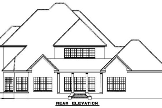 Exterior - Rear Elevation for European House Plan #17-577 - 4 bed, 5 bath