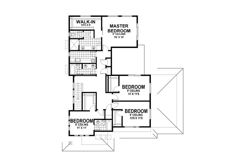 House Design - Floor Plan - Upper Floor for Prairie House Plan #112-218 - 5 bed, 3.5 bath