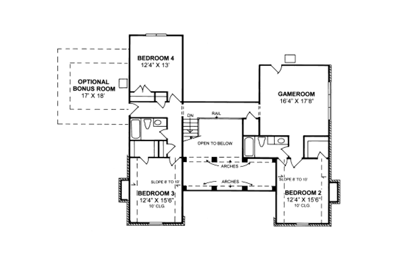 Home Plan - Floor Plan - Upper Floor for Southern House Plan #20-336 - 4 bed, 3.5 bath
