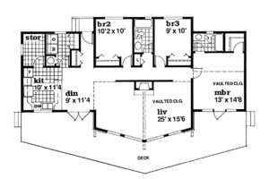 Floor Plan - Main Floor for Cabin House Plan #47-436 - 3 bed, 2 bath