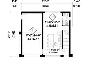 Floor Plan - Main Floor for Modern House Plan #25-5049 - 2 bed, 1 bath