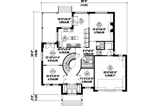 Floor Plan - Main Floor for Traditional House Plan #25-4632 - 4 bed, 2 bath