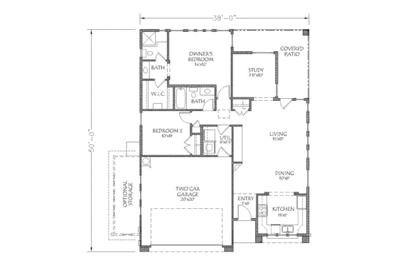 Floor Plan - Main Floor for Adobe / Southwestern House Plan #24-294 - 3 bed, 2.5 bath