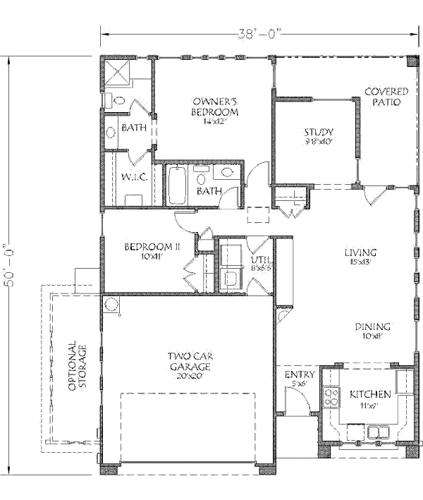 Adobe / Southwestern Floor Plan - Main Floor Plan #24-294