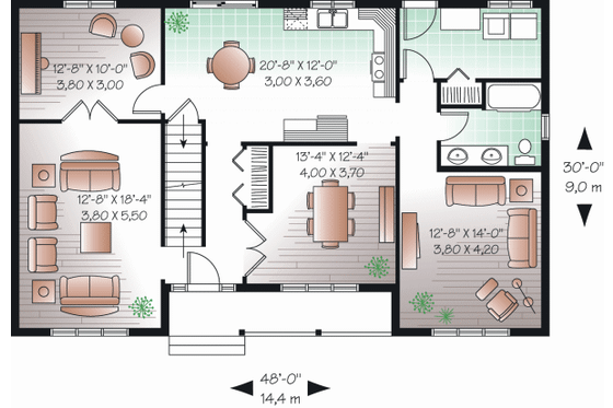 Floor Plan - Main Floor for Country House Plan #23-2252 - 4 bed, 3 bath