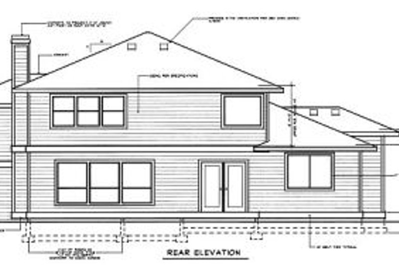 Home Plan - Exterior - Rear Elevation for Prairie House Plan #94-205 - 4 bed, 2.5 bath