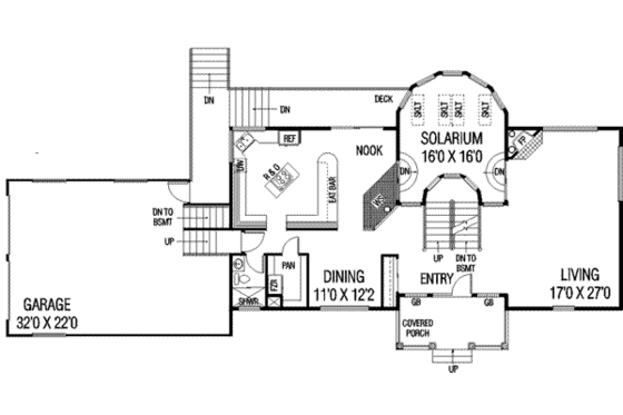 Floor Plan - Main Floor for Bungalow House Plan #60-360 - 3 bed, 3 bath