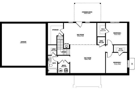 Floor Plan - Lower Floor for Farmhouse House Plan #126-239 - 2 bed, 2 bath