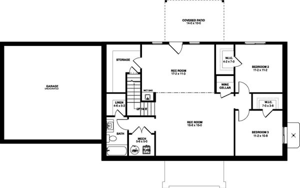House Blueprint - Farmhouse Floor Plan - Lower Floor Plan #126-239