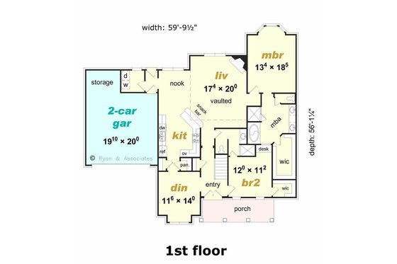 Floor Plan - Main Floor for Farmhouse House Plan #329-354 - 4 bed, 3 bath
