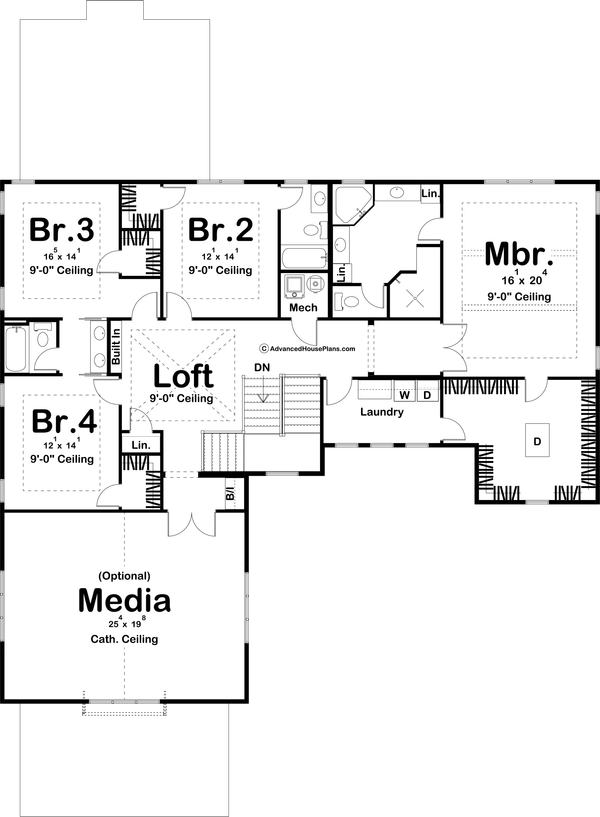 Architectural House Design - Farmhouse Floor Plan - Upper Floor Plan #455-720
