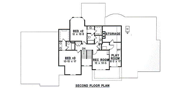 Traditional Floor Plan - Upper Floor Plan #67-454