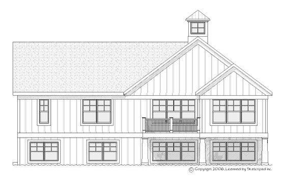 Exterior - Rear Elevation for Country House Plan #901-94 - 3 bed, 2.5 bath