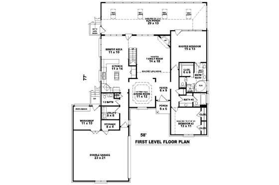 Floor Plan - Main Floor for European House Plan #81-13734 - 4 bed, 3.5 bath