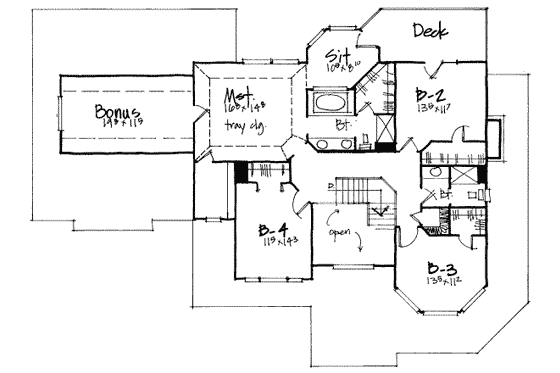 Floor Plan - Upper Floor for Traditional House Plan #308-185 - 4 bed, 2.5 bath
