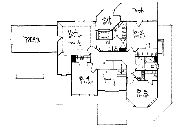 Floor Plan - Upper Floor for Traditional House Plan #308-185 - 4 bed, 2.5 bath