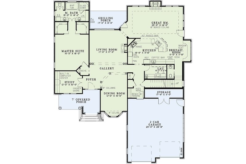 Home Plan - Floor Plan - Main Floor for European House Plan #17-2447 - 3 bed, 3 bath