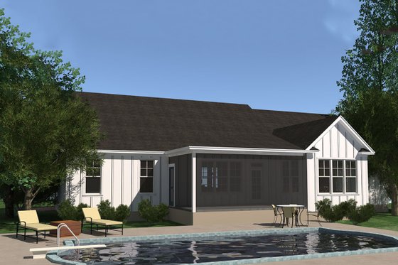 Exterior - Rear Elevation for Ranch House Plan #1071-13 - 4 bed, 3 bath