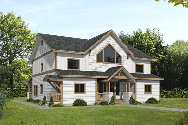 House Blueprint - Farmhouse Exterior - Front Elevation Plan #117-955