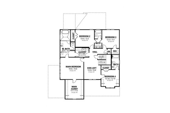 Floor Plan - Upper Floor for Traditional House Plan #1080-2 - 5 bed, 4.5 bath