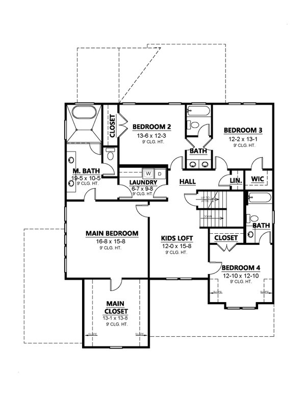 Traditional Floor Plan - Upper Floor Plan #1080-2