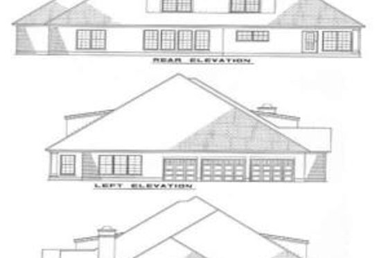 Exterior - Rear Elevation for European House Plan #17-228 - 5 bed, 5.5 bath
