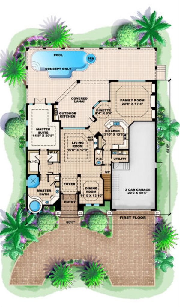 Mediterranean Floor Plan - Main Floor Plan #27-376