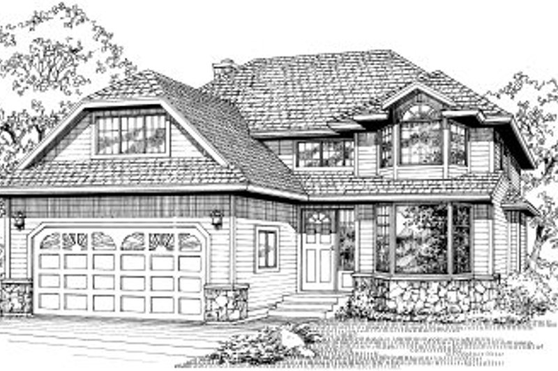 Exterior - Front Elevation 2 for European House Plan #47-575 - 3 bed, 2.5 bath