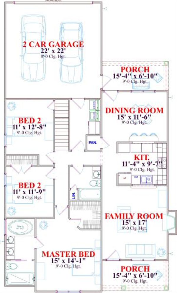 Farmhouse Floor Plan - Main Floor Plan #63-136