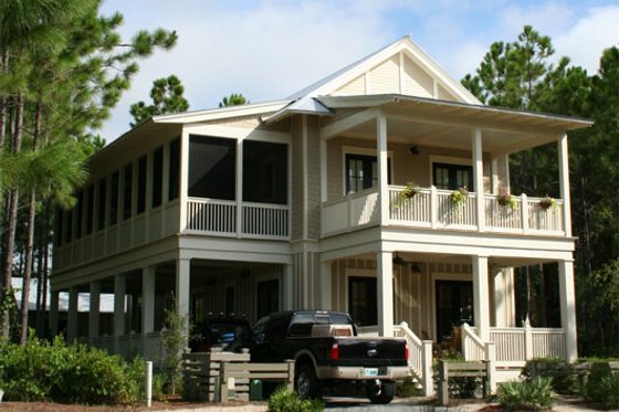 Exterior - Front Elevation for Beach House Plan #443-9 - 4 bed, 4.5 bath