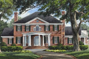 Exterior - Front Elevation 3 for Southern House Plan #137-395 - 5 bed, 6 bath