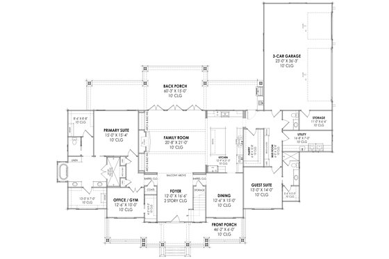Floor Plan - Main Floor for Colonial House Plan #1096-9 - 4 bed, 4.5 bath