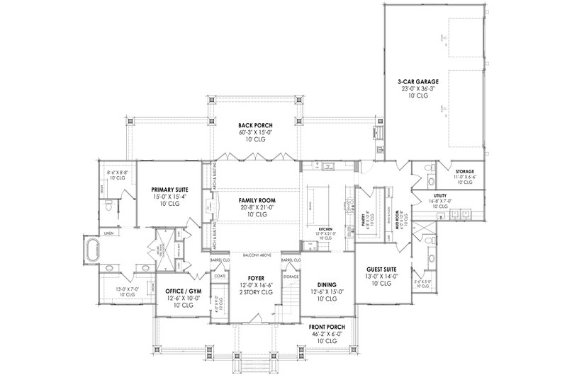 House Design - Floor Plan - Main Floor for Colonial House Plan #1096-9 - 4 bed, 4.5 bath