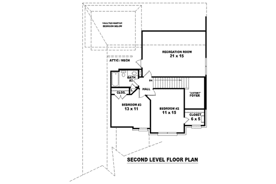 Floor Plan - Upper Floor for Colonial House Plan #81-1462 - 3 bed, 2.5 bath