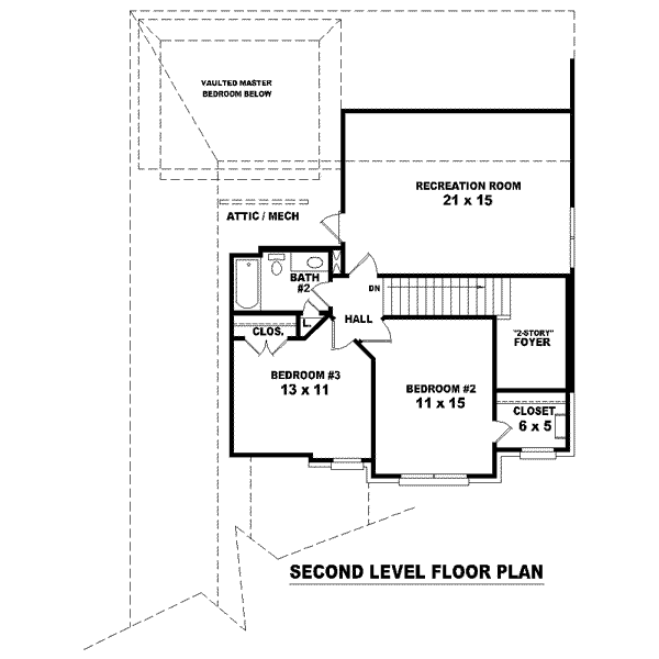 Colonial Floor Plan - Upper Floor Plan #81-1462