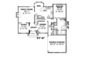 Floor Plan - Main Floor for European House Plan #34-136 - 4 bed, 2.5 bath