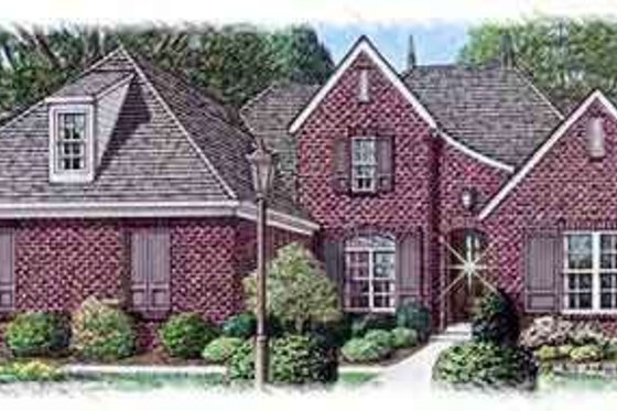 Exterior - Front Elevation for European House Plan #15-267 - 4 bed, 3 bath