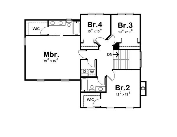 Farmhouse Floor Plan - Upper Floor Plan #20-2564