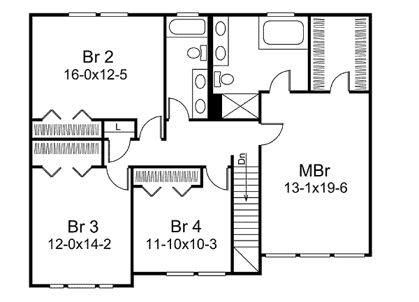 Traditional Floor Plan - Upper Floor Plan #57-459