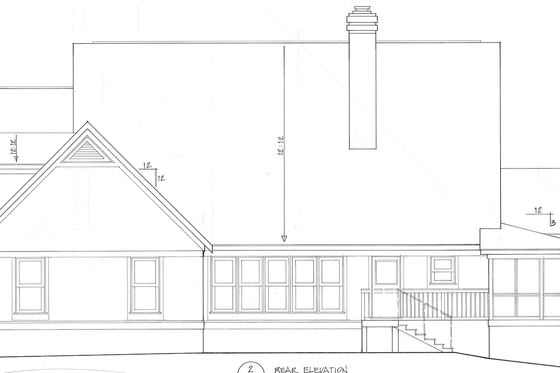 Exterior - Rear Elevation for Country House Plan #30-187 - 4 bed, 3 bath