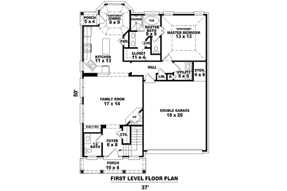 Floor Plan - Main Floor for Traditional House Plan #81-1378 - 3 bed, 2.5 bath