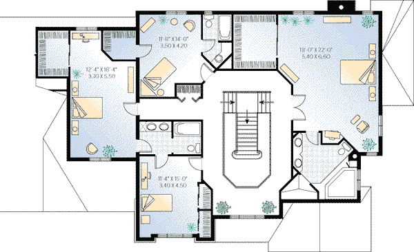 House Blueprint - European Floor Plan - Upper Floor Plan #23-2015