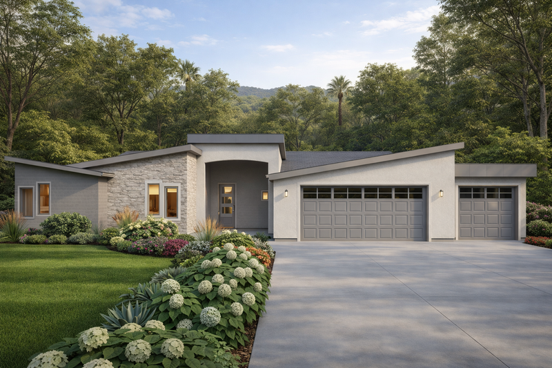 House Blueprint - Modern Exterior - Front Elevation Plan #1111-37