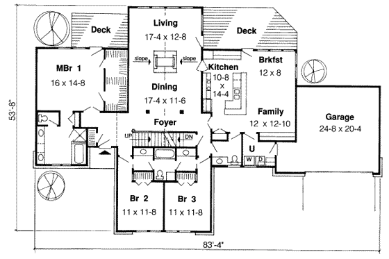 Floor Plan - Main Floor for Modern House Plan #312-331 - 3 bed, 2.5 bath