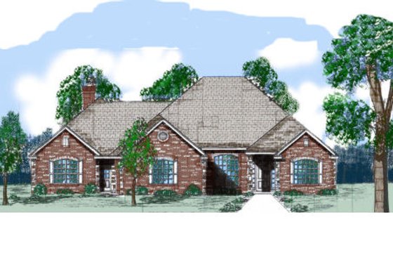 Exterior - Front Elevation for Southern House Plan #52-233 - 4 bed, 3 bath